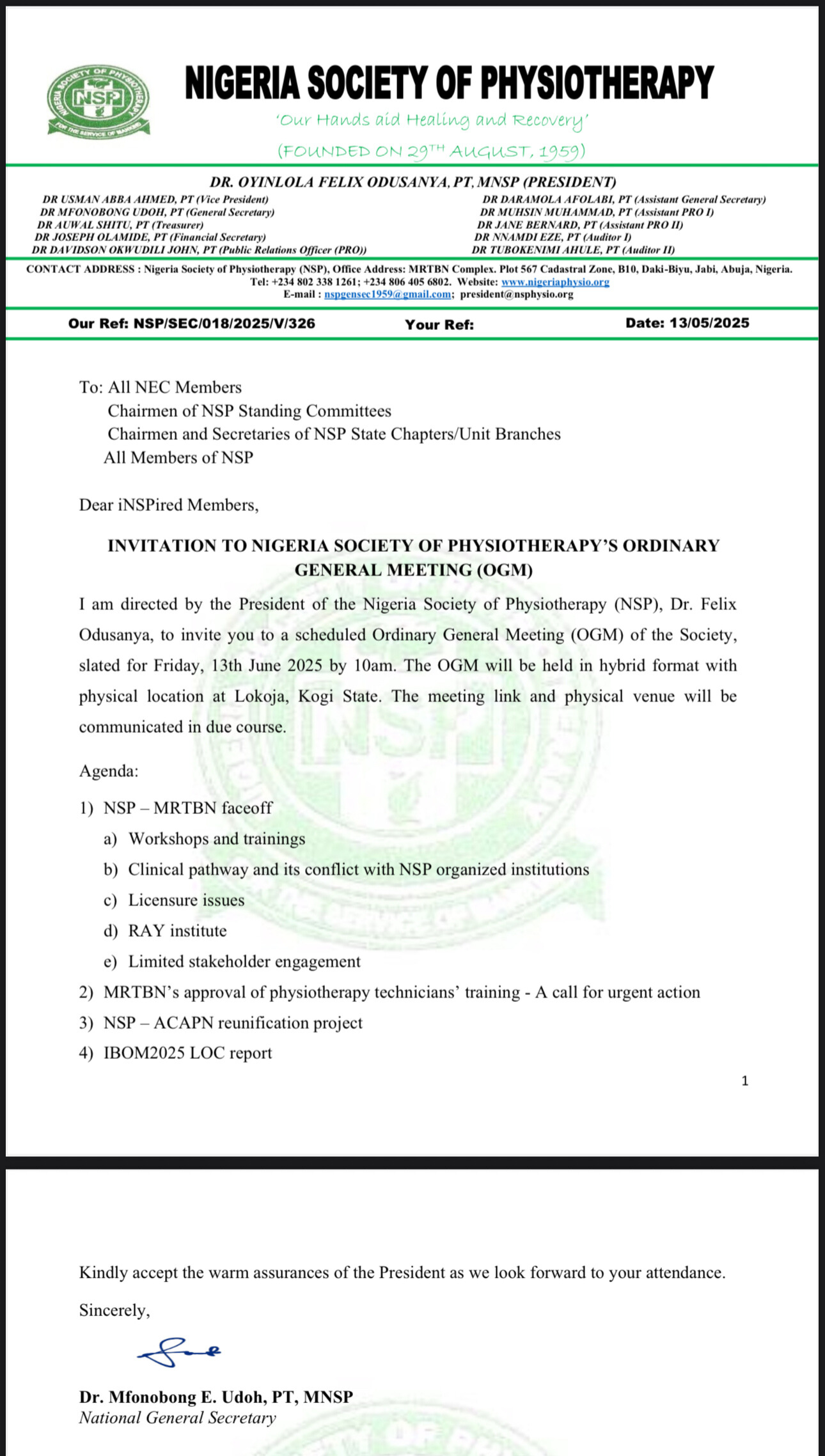 INVITATION TO NSP ORDINARY GENERAL MEETING(OGM) – June 13, 2025 max-h-[350px]